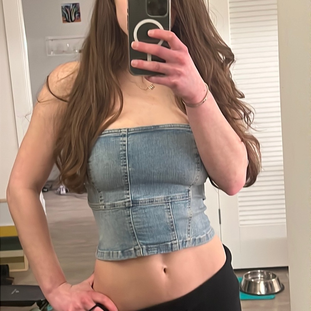 NWT Zara Jean Crop Tube Top XS